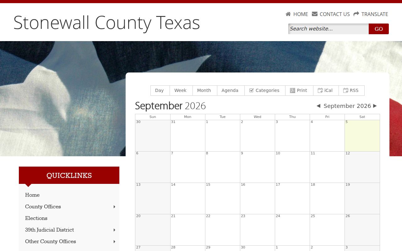 Stonewall County court calendar comparison with public notices