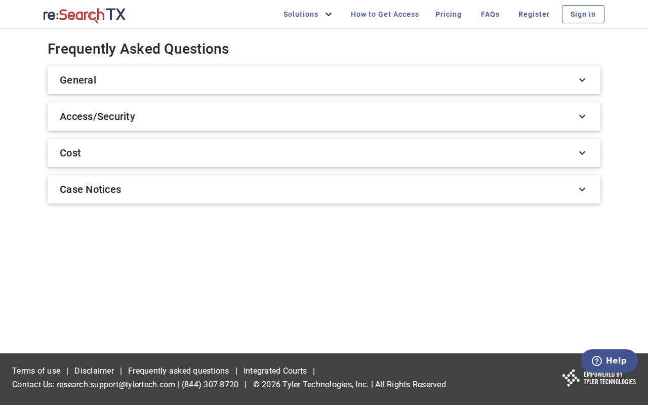 Stonewall County case search access information in re:SearchTX FAQ