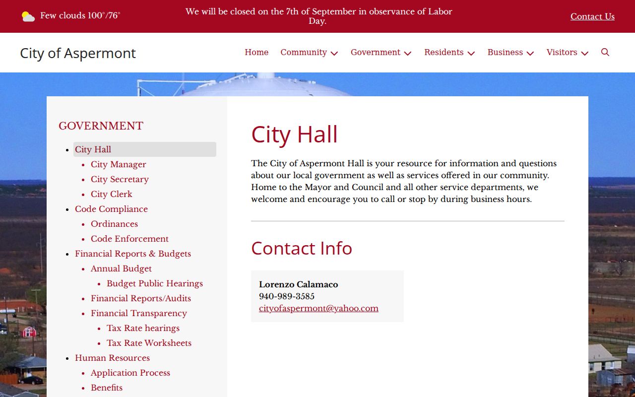 Stonewall County traffic ticket City Hall contact