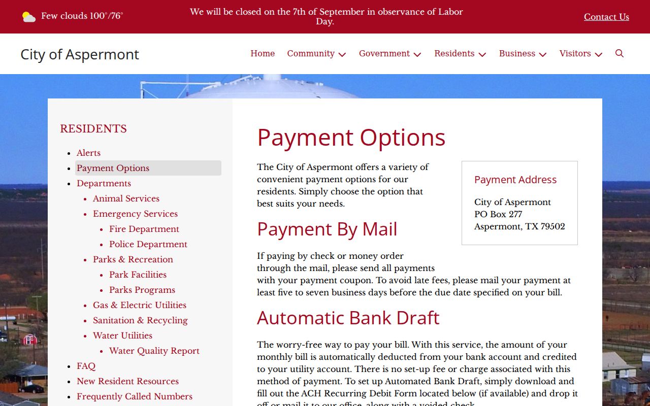 Aspermont payment page that is not an Aspermont court docket portal